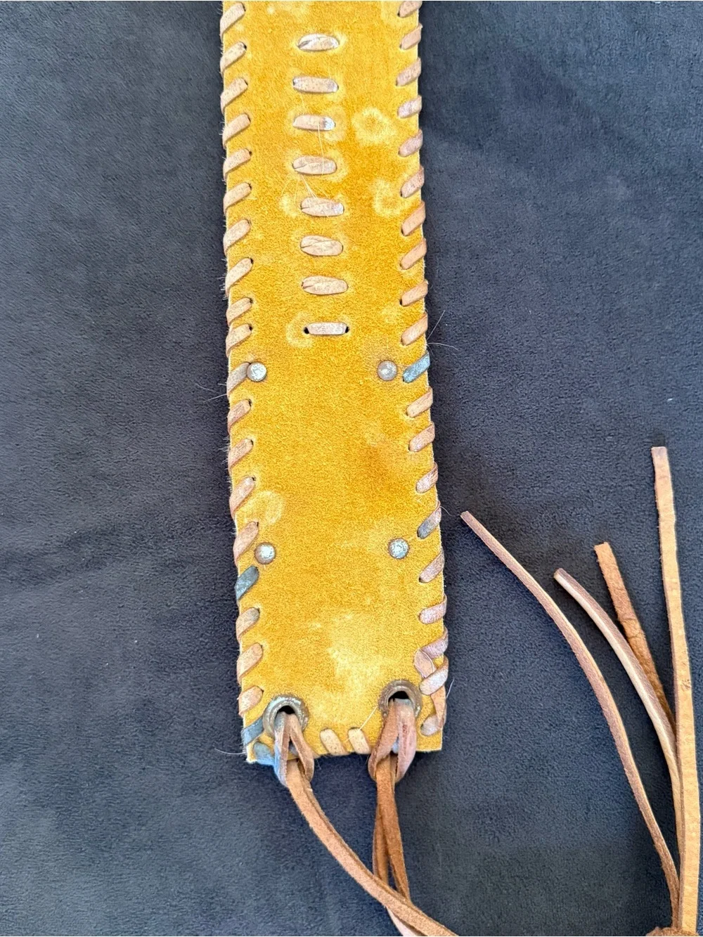 Cow Hide Leather Belt with Wood detail